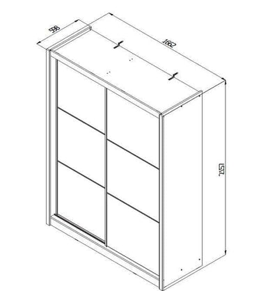 Navara Oak Effect Sliding Door Wardrobe: 166cm Wide, Mirrored, Spacious Storage Solution - UK Luxury Furniture